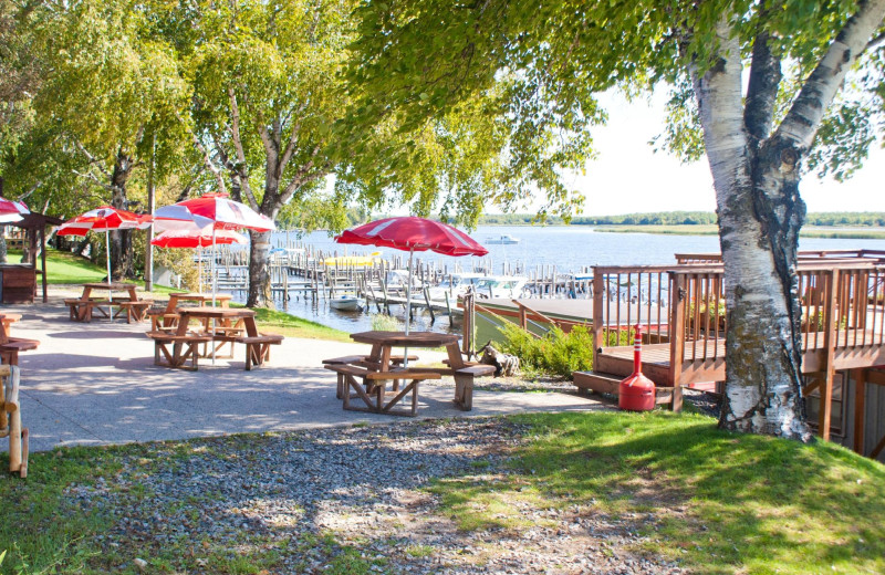 Patio at River Bend's Resort & Walleye Inn.