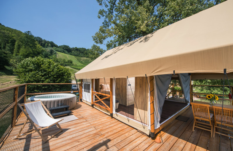 Patio at Chateau Ramšak Glamping Resort.