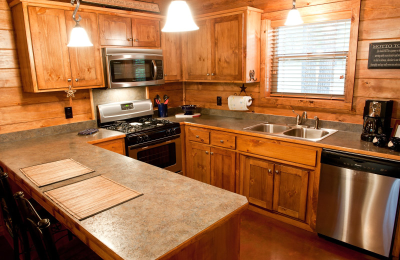 Cabin kitchen at Remember When Cabins.