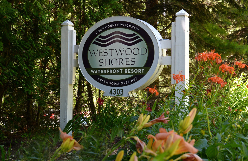 Welcome sign at Westwood Shores Waterfront Resort.