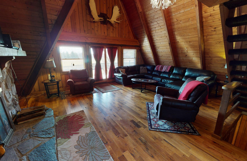 Cabin living room at 1st Choice Cabin Rentals.