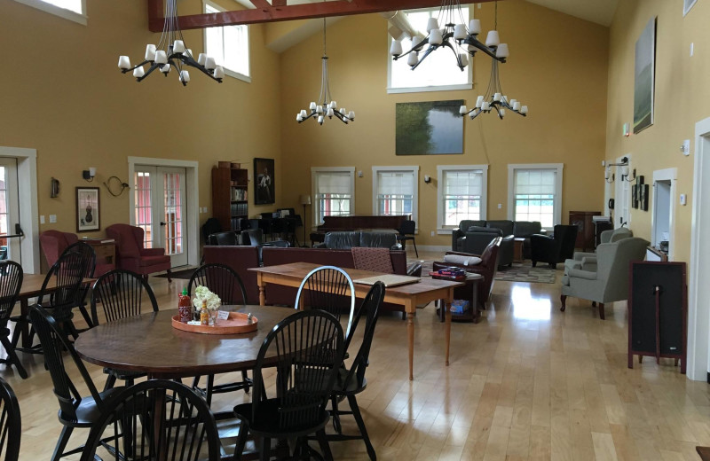 Dining hall and stage at Avaloch Farm.