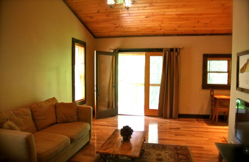 Cabin living room at Linville Cabins.