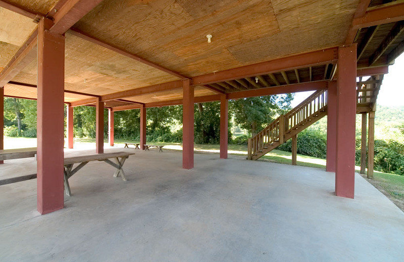 Cottage patio at Norfork Resort & Trout Dock.