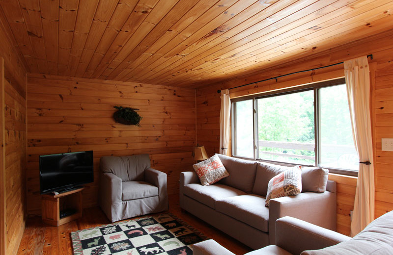 Cottage living room at Nantahala Village.