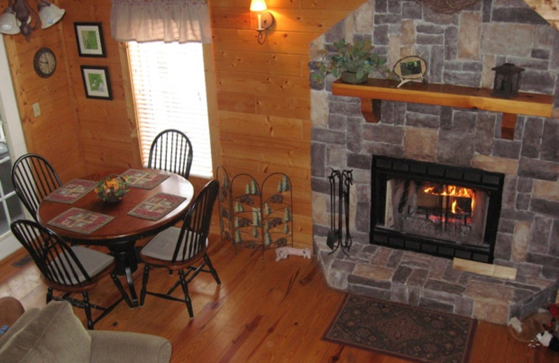 Cabin bedroom at Cabins at Highland Falls.