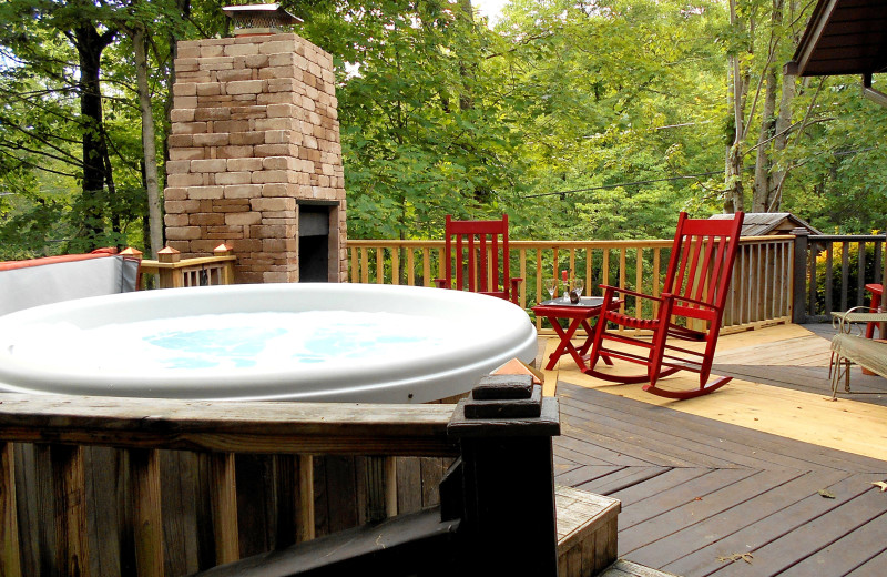 Rental hot tub deck at Pioneer Rental Management.