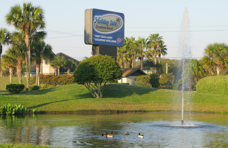 Entrance to Holiday Isle Oceanfront Resort. 