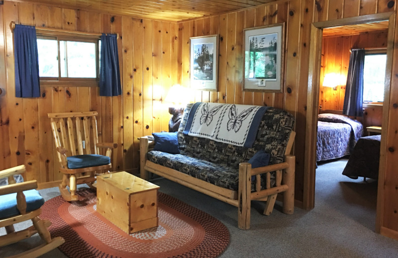 Cabin interior at Golden Eagle Lodge.