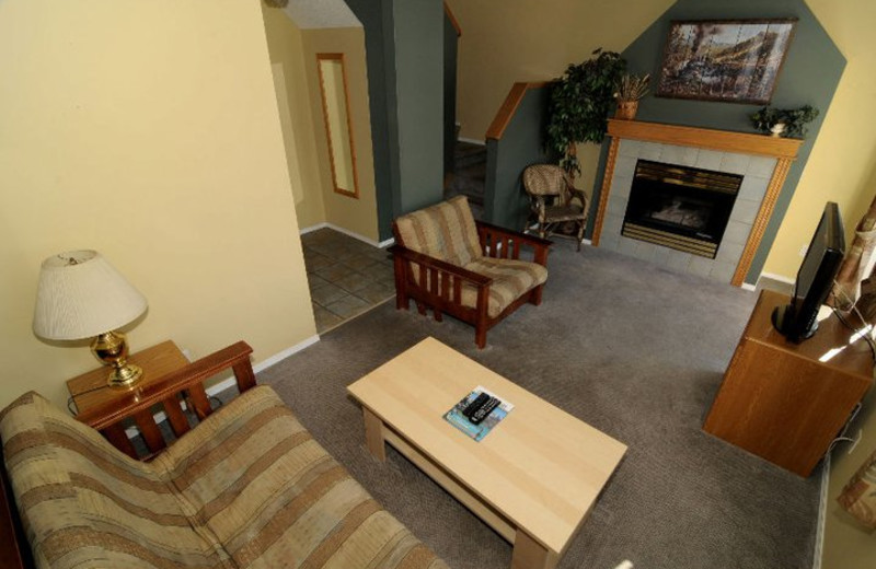 Guest living room at Canadian Rockies Chalets.