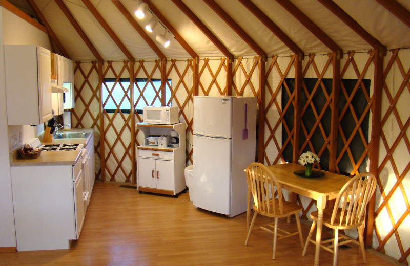 Yurt kitchen at Stone Wind Retreat.