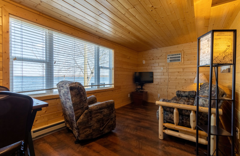 Cabin living room at Ten Mile Lake Resort.