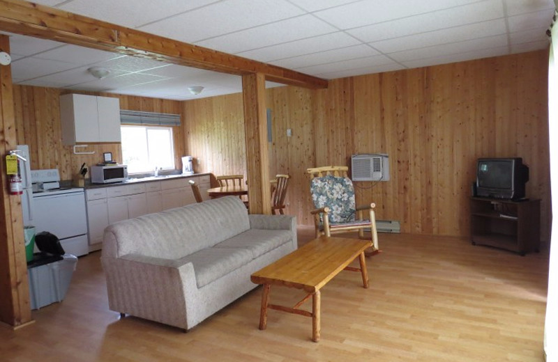 Cabin living room at Evergreen Resort.