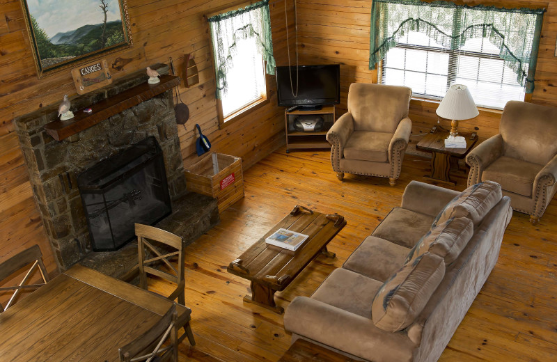 Cabin living room at Buffalo Outdoor Center.