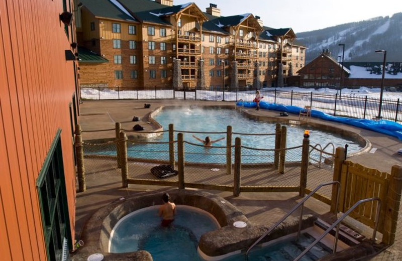 Outdoor pool at Hope Lake Lodge & Indoor Waterpark.