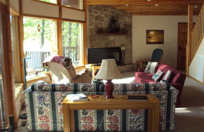 Cottage living room at Shawnee Bay Resort.