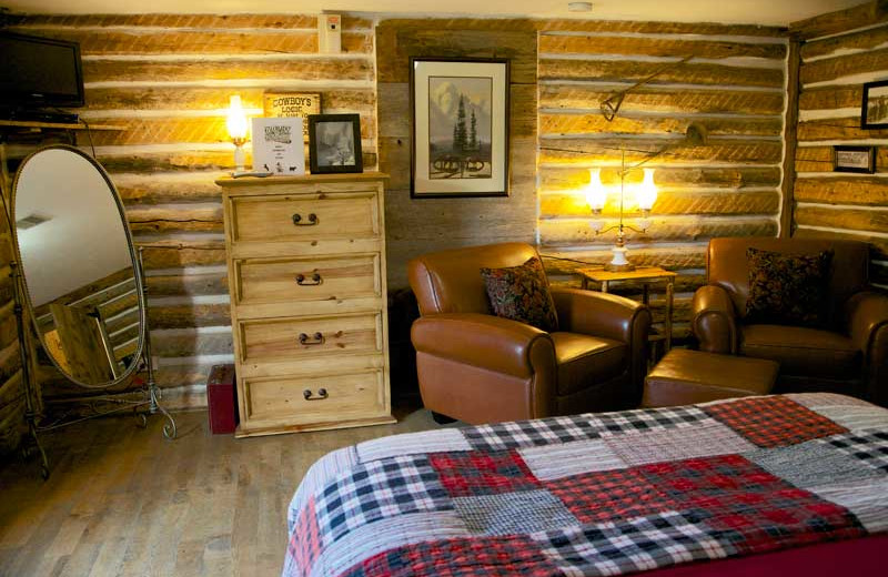 Cabin bedroom at Colorado Cattle Company Ranch.