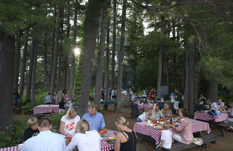 Outdoor dining at Migis Lodge.