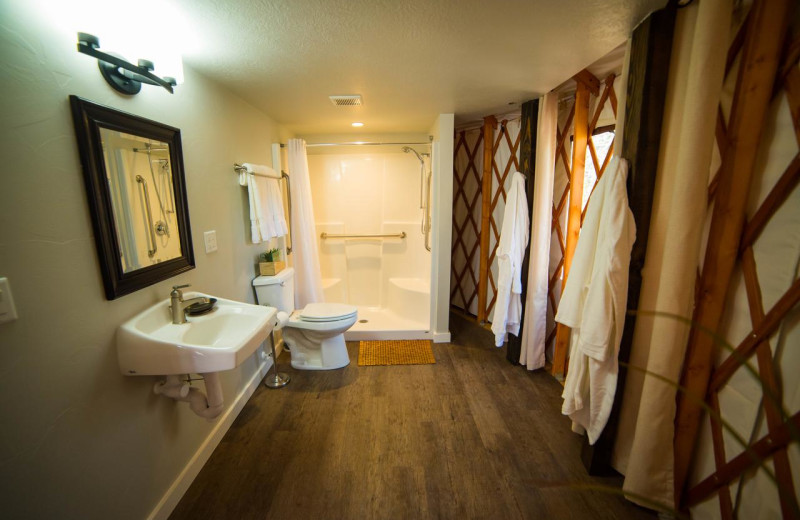 Guest bathroom at Escalante Yurts.