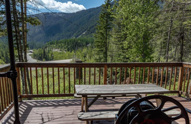 Caboose deck view at Izaak Walton Inn.