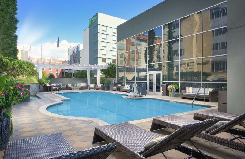 Outdoor pool at DoubleTree by Hilton Hotel Chattanooga Downtown.