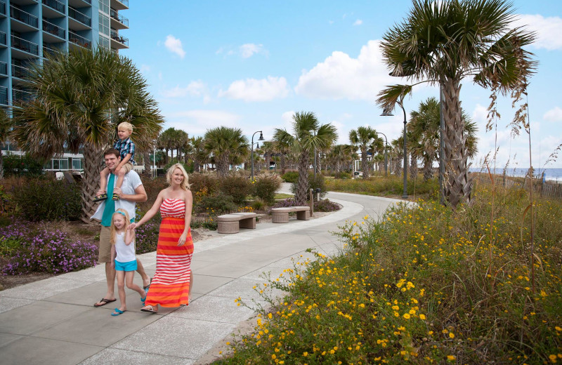 Walking on the boardwalk at Bay View Resort.