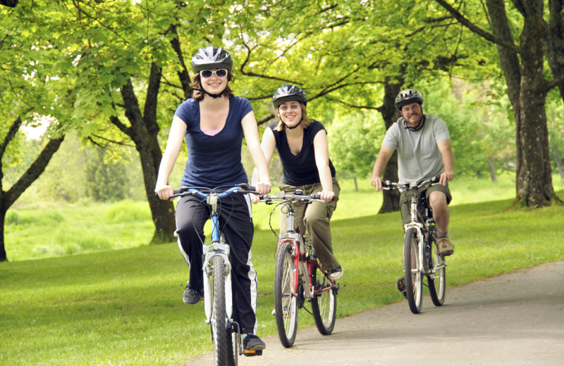 Biking at Aurora Park Cottages.