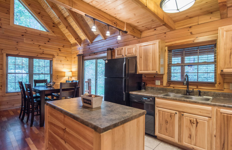 Cabin kitchen at Cut Above Cabins.