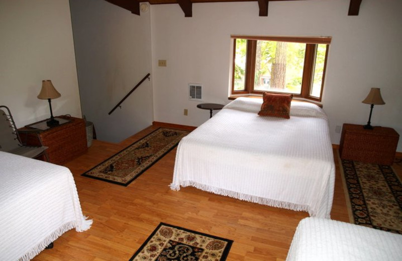 Cottage bedroom at Hood Canal Cottages.