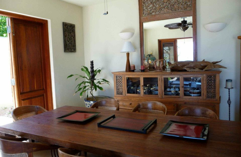 Villa dining room at Three Dolphins.
