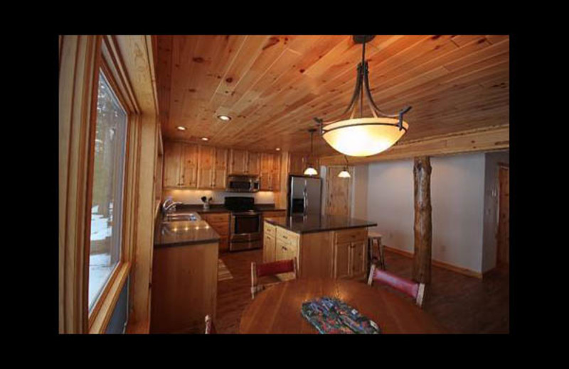 Cabin kitchen at Lakeview Resort on Grindstone.