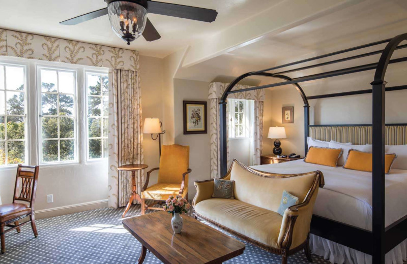 Guest room at L'Auberge Carmel.