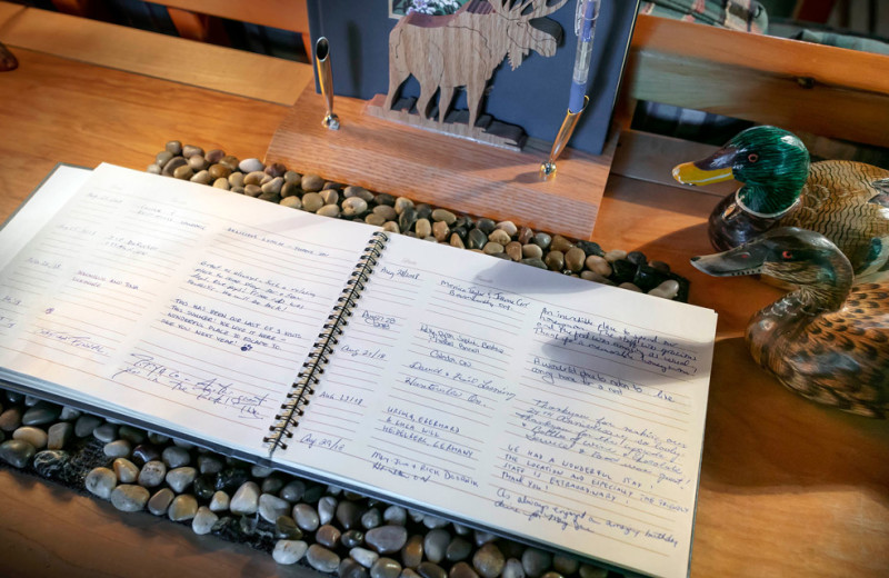 Guestbook at Killarney Lodge in Algonquin Park.