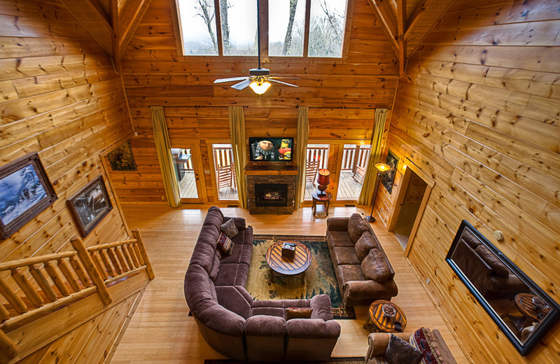 Cabin living room at The Cabin Rental Store.