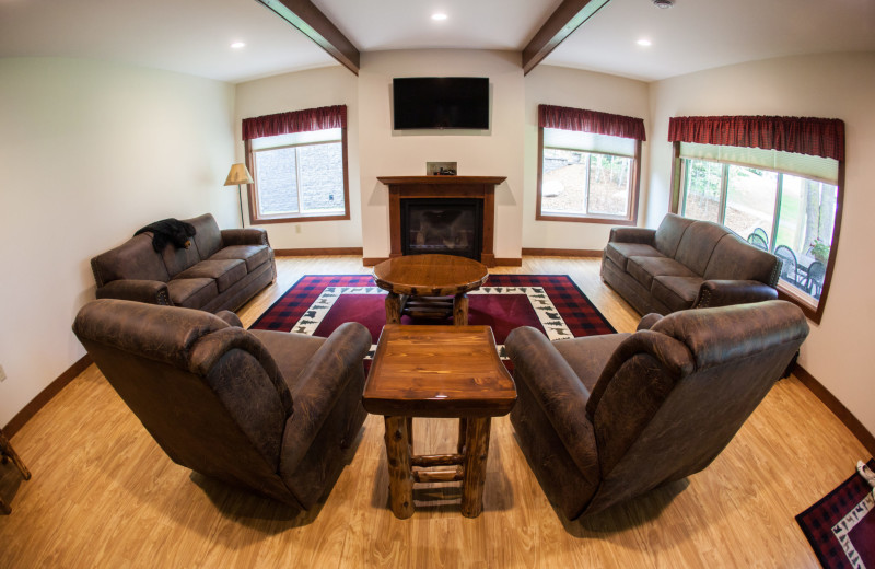 Guest living room at East Silent Lake Resort.