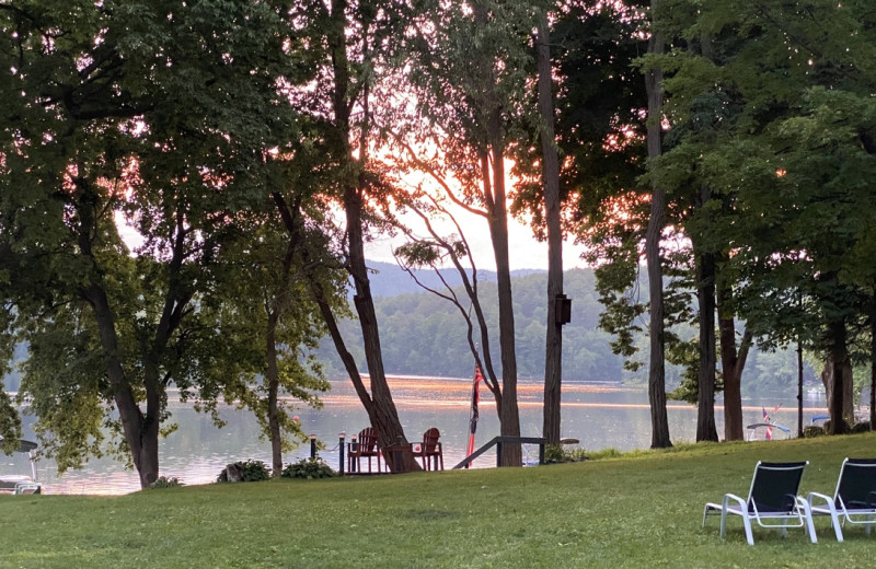 Lake view at The Elms Waterfront Cottages.