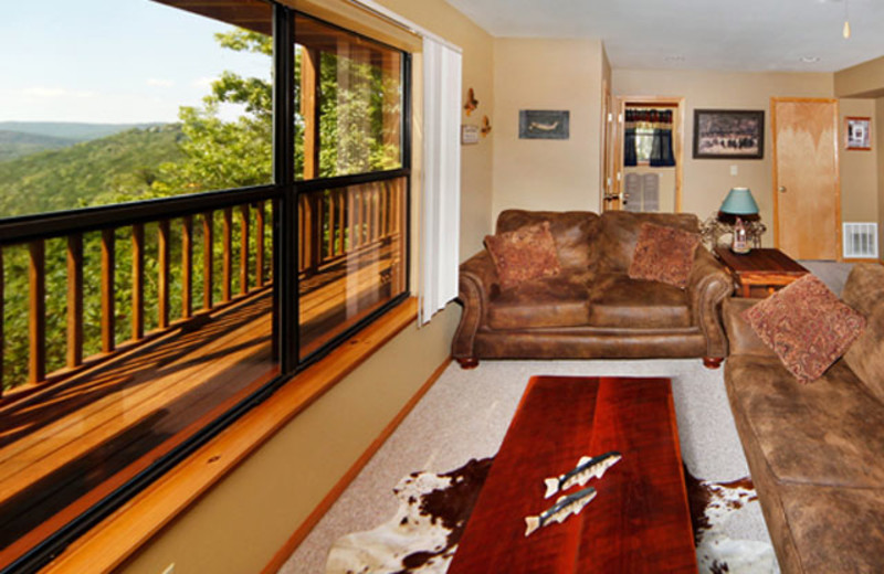 Living room at Can-U-Canoe Riverview Cabins.