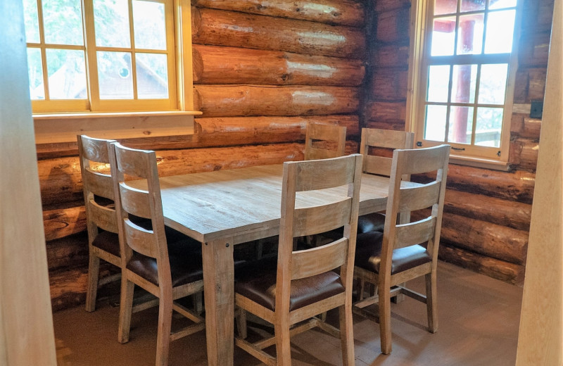 Cabin dining room at Cliff Lake Resorts.