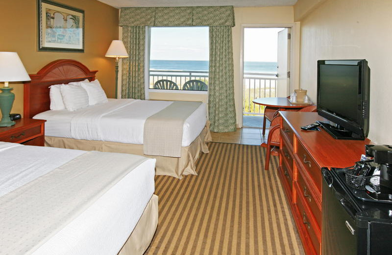 Guest room at Holiday Isle Oceanfront Resort. 