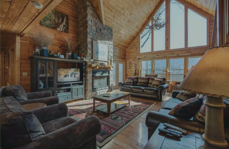 Rental living room at Stony Brook Cabins LLC.