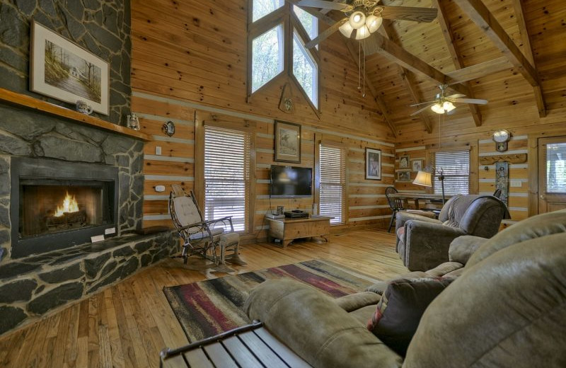 Rental living room at My Mountain Cabin Rentals.