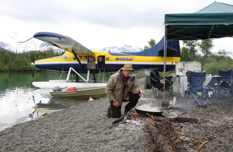 Cooking fish at Deep Creek Fishing Club.
