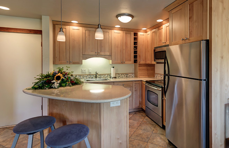 Rental kitchen at Bear Claw Condominiums.