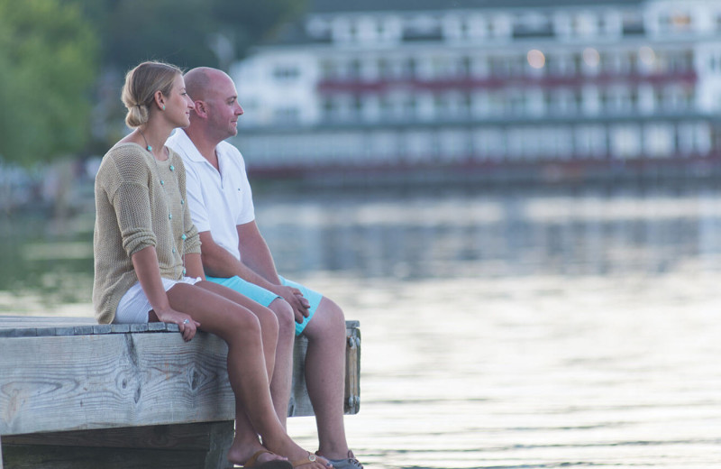 Couple on dock at Mill Falls at the Lake.