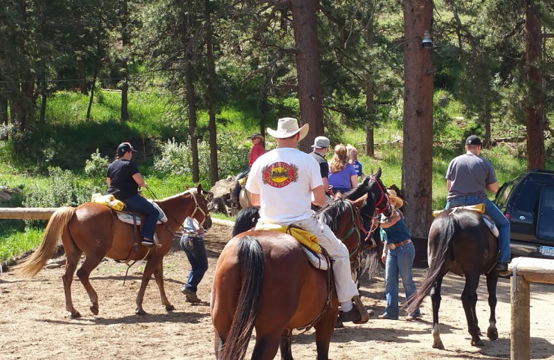 Horseback riding at Glacier Lodge.