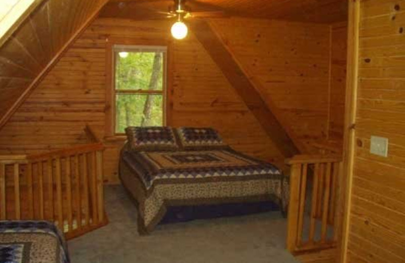 Cabin bedroom at Rockin Z Ranch.