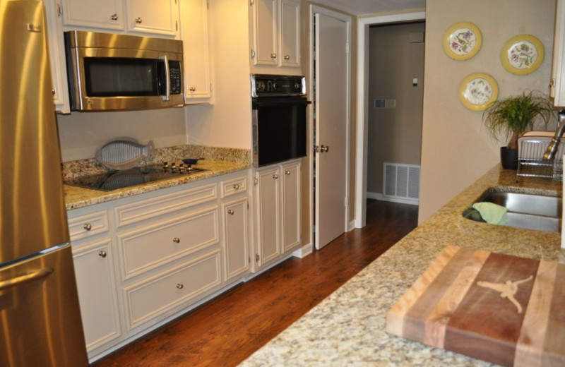 Rental kitchen at Lake LBJ Legacy Lakehouse.