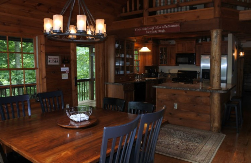 Cabin kitchen at Linville Cabins.