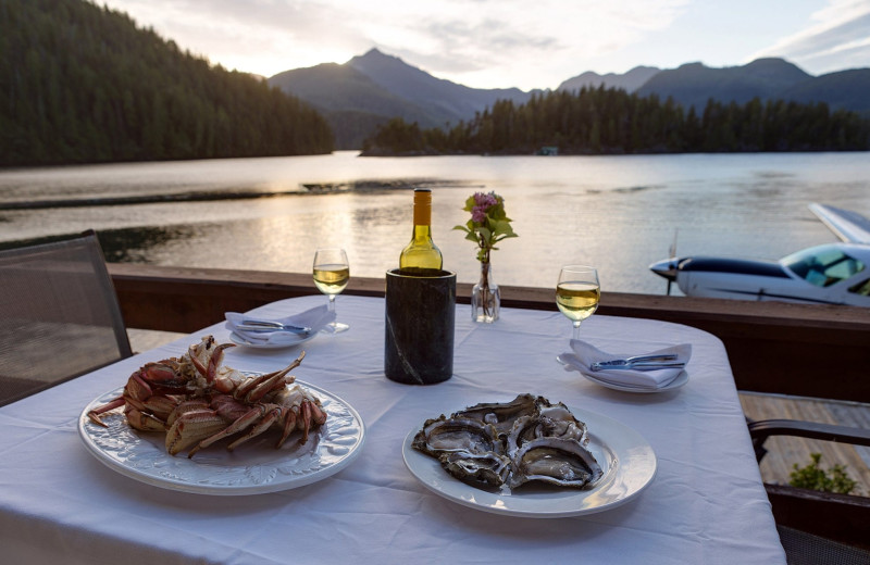 Patio dining at Nootka Wilderness Lodge.