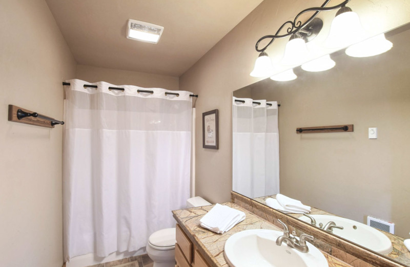 Cabin bathroom at Gentry River Ranch.